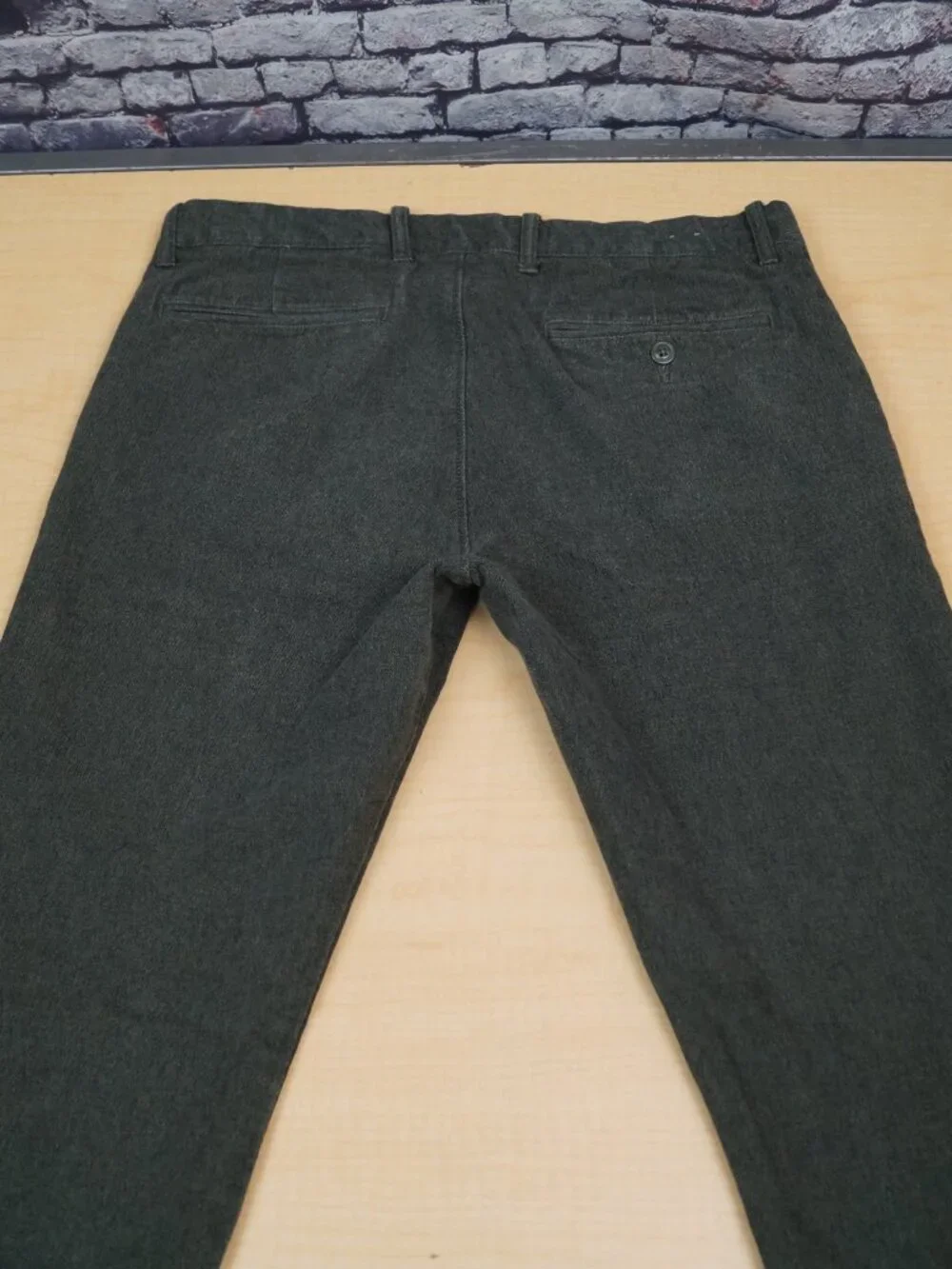 J Crew Stretch 484 Slim Stretch Chino Pants Green Chambray Straight Mens 32 x 32